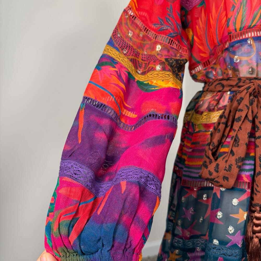 FARM Rio Multicolor Floral Maxi Dress in Red, Pink, Orange, Blue & Green - Picture 11 of 13